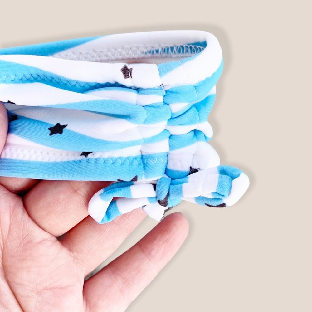 Aerie Cheeky Bikini Bottom Star Print Striped Tie Detail Blue White NWOT Size XL - Picture 4 of 10